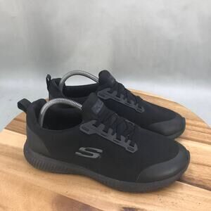 Skechers Squad Slip Resistant Work Shoes Womens 10 Wide Black Slip On Low Top